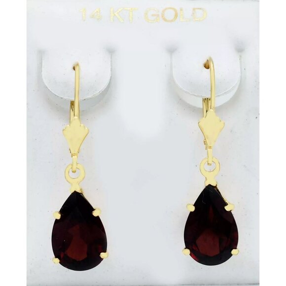 Genuine 8.38 Cts Garnet Dangling Earring 14k Gold